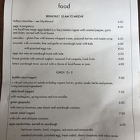 Menu as of 18 August, 2018 at The Old Electric Shop in Hay-on-wye