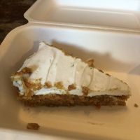 Vegan carrot cake with coconut frosting  at The Old Electric Shop in Hay-on-wye