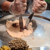 Making the ice cream fresh in front of us at We Farm in Amman