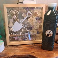 Blue lemonade with aloe vera + seed oils (on the right) at We Farm in Amman