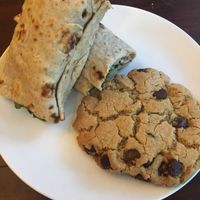 Vegan Wrap and Cookie at Agora Downtown Coffee Shop in Fredericksburg