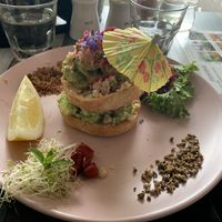 Avocado on muffins  at Particle Cafe in Avondale Heights