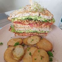 BLAT ($18.00) with potato chips ($5.50) at Particle Cafe in Avondale Heights