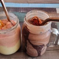 Snickers and Sunrise smoothies at Particle Cafe in Avondale Heights