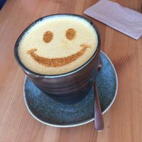 Tumeric latte at Particle Cafe in Avondale Heights