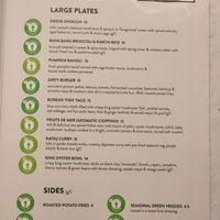 Dinner main menu at Stem & Glory in Cambridge