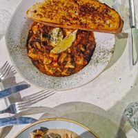 Main - aromatic Cioppino,
rich & delicious sea spiced Italian stew with hearts of palm, oyster mushrooms, tofish, baby mushroom ‘scallops' cooked in a bright, aromatic tomato & w at Stem & Glory in Cambridge