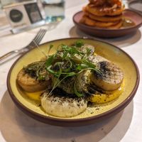 Oyster mushroom and artichokes at Stem & Glory in Cambridge