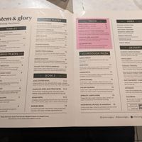 Menu January 2024 at Stem & Glory in Cambridge