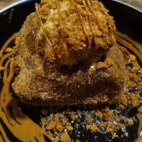 Deep fried sticky toffee pudding at Bloc Bar Glasgow in Glasgow