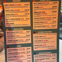 Menu 2022  at Bloc Bar Glasgow in Glasgow