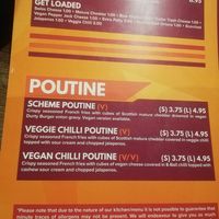 Vegan veggie menu at Bloc Bar Glasgow in Glasgow