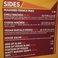 Vegan veggie menu at Bloc Bar Glasgow in Glasgow