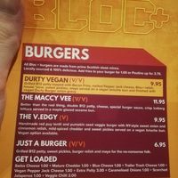 Vegan veggie menu at Bloc Bar Glasgow in Glasgow