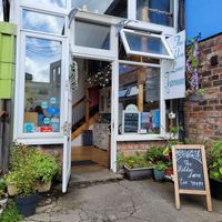 Tea room front at Hidden Lane Tea Room in Glasgow