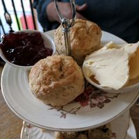 scones with butter and jam at Hidden Lane Tea Room in Glasgow