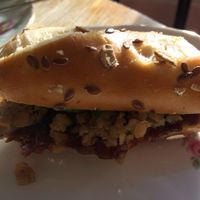 Delicious vegan haggis sandwich at Hidden Lane Tea Room in Glasgow