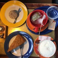 Vegan carrot cake and coconut-chocolate ball at Hokuspokus in Innsbruck