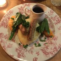 vegan sausage with mash and onion gravy at Acton & Sons in Belfast