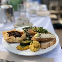 Vegan galette, salads and toasts   at Julie's Coffee and Tea Garden in Alameda