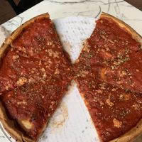 14” deep dish whole wheat pizza  at Patxi's Pizza in Santa Barbara