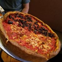 Vegan pizza at Patxi's Pizza in Santa Barbara