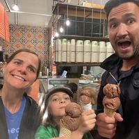 We all got the chocolate-orange flavor, a special flavor of the month. It was delicious!  at Rori's Creamery in Santa Barbara