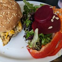 Filet of Phish with green salad and aioli dressing at Fish on Fifth in Sidney