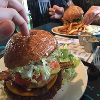 Vegan Beacon burger with Beyond Meet patty. Pretty much amazing! at Fish on Fifth in Sidney