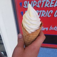 Vegan dole pineapple whip and vanilla soft serve twist at Fish on Fifth in Sidney
