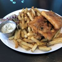 Vegan fish and chips, coleslaw and tarter at Fish on Fifth in Sidney