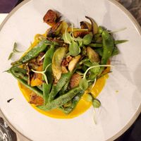 Roasted pumpkin, pea shoots, runner beans at A Touch of Salt in Townsville
