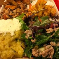 The complete meal at Govinda's Vegetarian Lunch in Brooklyn