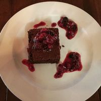 Vegan brownie at Coppi in Belfast