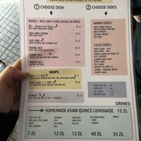 Menu  at Miss Kimchi in Warsaw