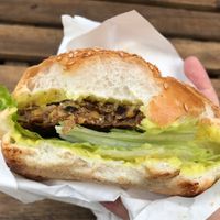 Vegan cheese burger  at Hood - Konyushennaya in St Petersburg