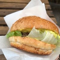 Vegan cheeseburger  at Hood - Konyushennaya in St Petersburg