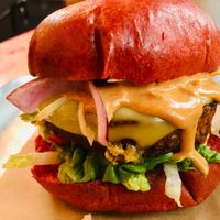 Beetroot brioche vegan burger at BrewDog in North London