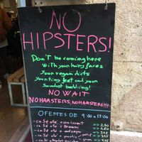 board outside  at Taber Cafe in Barcelona