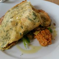 Chickpea crepe with potatoes at Riverside Sourdough Cafe @ the embassy in Cardiff