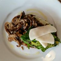 Miso mushroom sourcream on top of sourdough bread at Riverside Sourdough Cafe @ the embassy in Cardiff