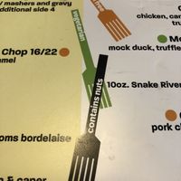 The menu is clearly marked   at Insula in Ely