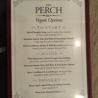 Vegan menu as at 2018-11 at The Perch in Oxford