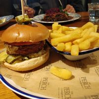 Vegan cheeseburger at The Perch in Oxford
