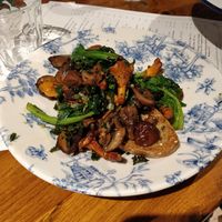 Chanterelle Mushroom and spinach on toast at The Perch in Oxford