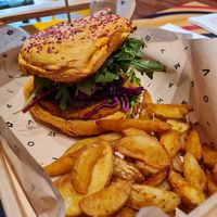 Botanical burger with pumpking burger and mushrooms at Flower Burger in Monza