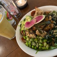 Yellow smoothie and Soba so good at SLA - Utrechtsestraat in Amsterdam