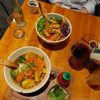 Pho Chay in the front (without coriander) and Bun Chay Dau Hu in the back at Vi Pho in Frankfurt