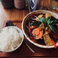 Fried silk tofu with vegetables  at Vi Pho in Frankfurt