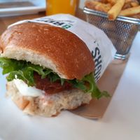 Vegan burger meal at Friends & Brgrs in Helsinki
